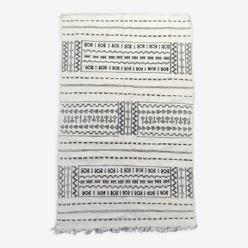 Moroccan carpet kilim white and black, 240x150 cm