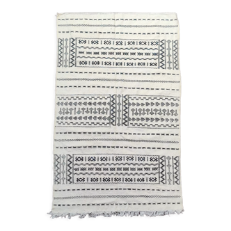 Moroccan carpet kilim white and black, 240x150 cm