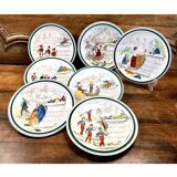 7 anciennes assiettes à dessert Creil et Montereau Terre de fer