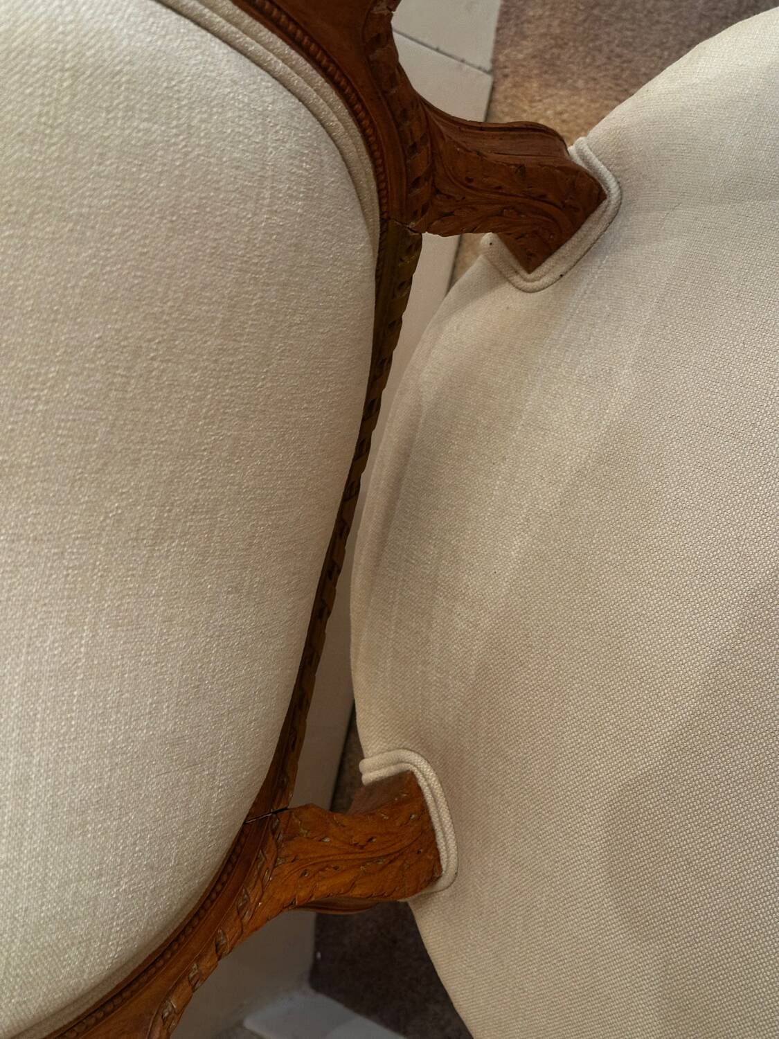 Pair of Louis XVI style medallion armchairs, late 19th / early 20th century.