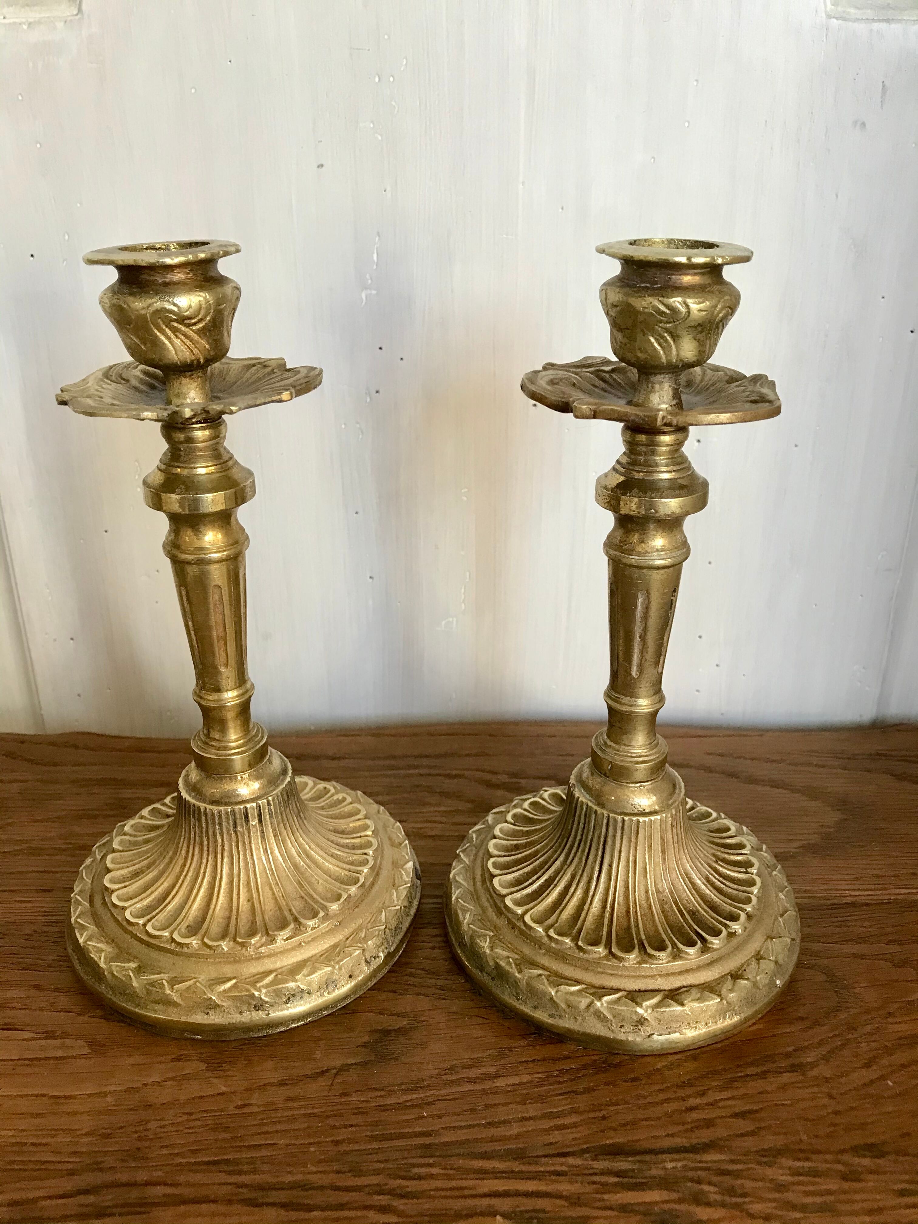 Pair of gilded bronze candlesticks