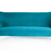 Turquoise velvet 3-seater sofa, 1960s, restored.