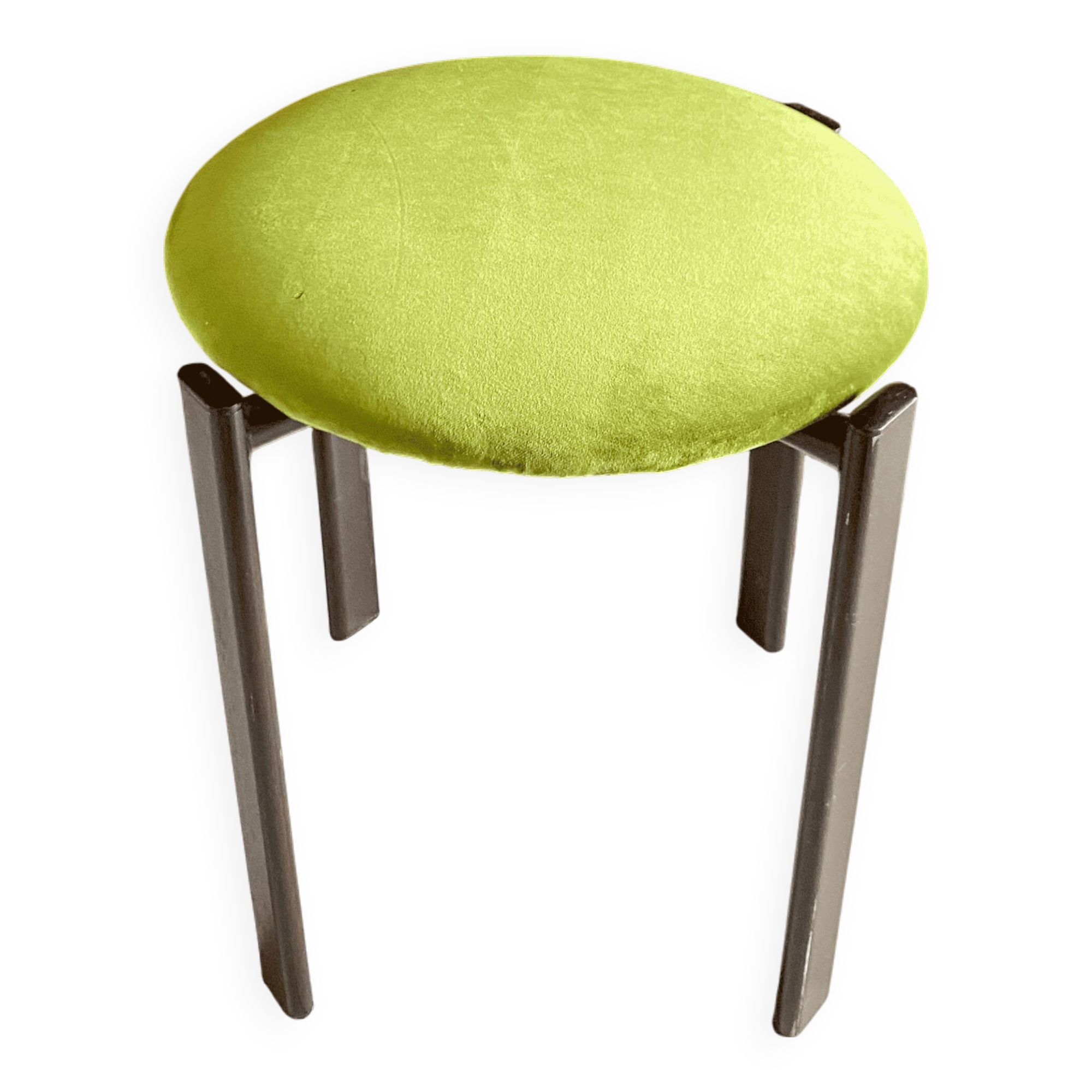 Vintage stool with velvet seat