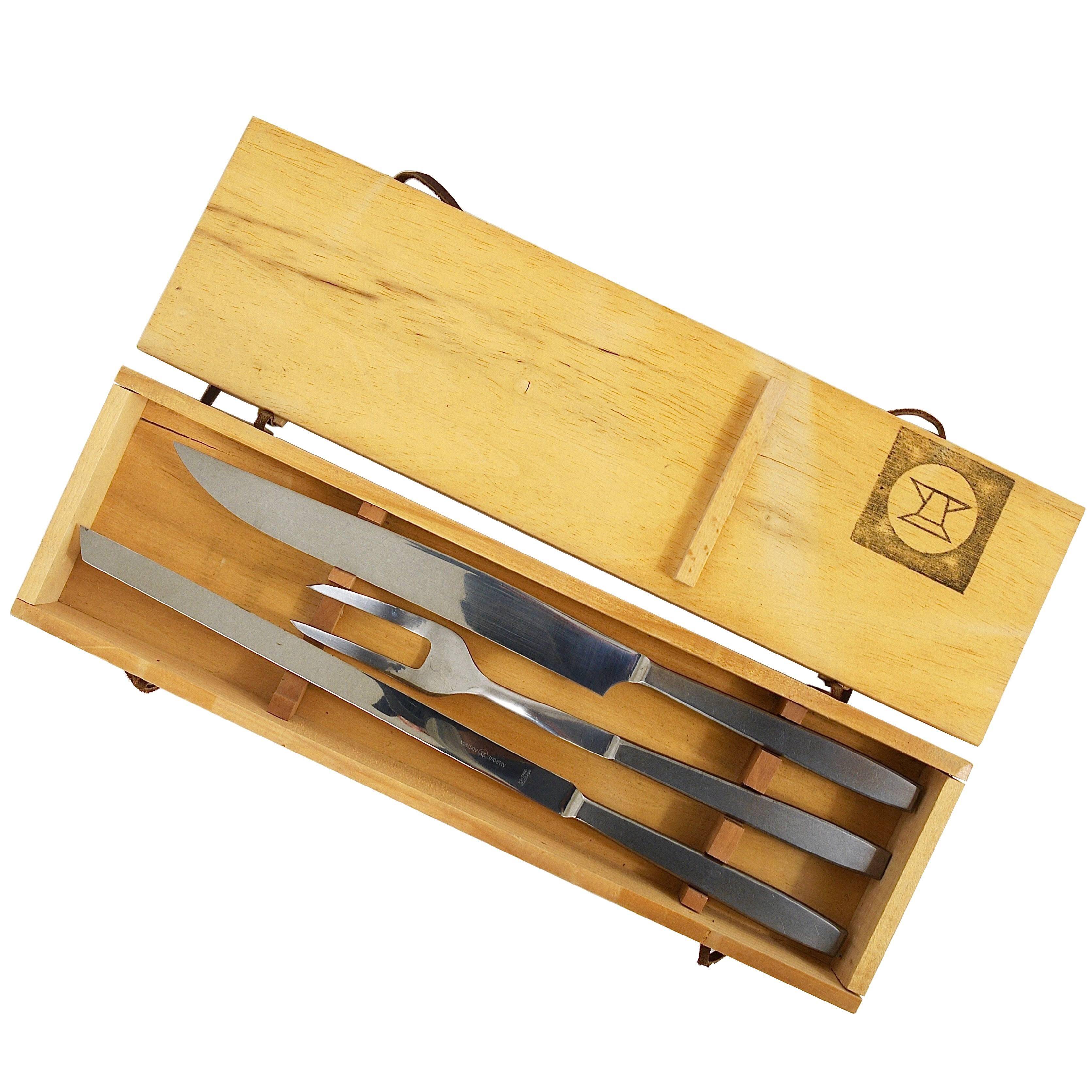 Knife and carving fork box Helmut Alder Amboss 2050, Austria, 1950s