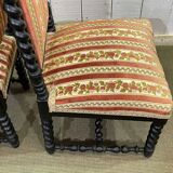 Pair of Napoleon III chairs in turned and blackened wood, late 19th century