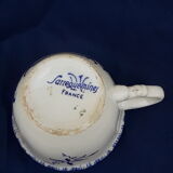 Old glass cup of Sarreguemines floral decoration blue diam 6.5 cm