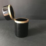 Black round box made of Murano glass