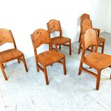 Vintage pine wood dining chairs - 1970s