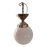 Art Deco ceiling light from the 40s in tinned metal and white opaline