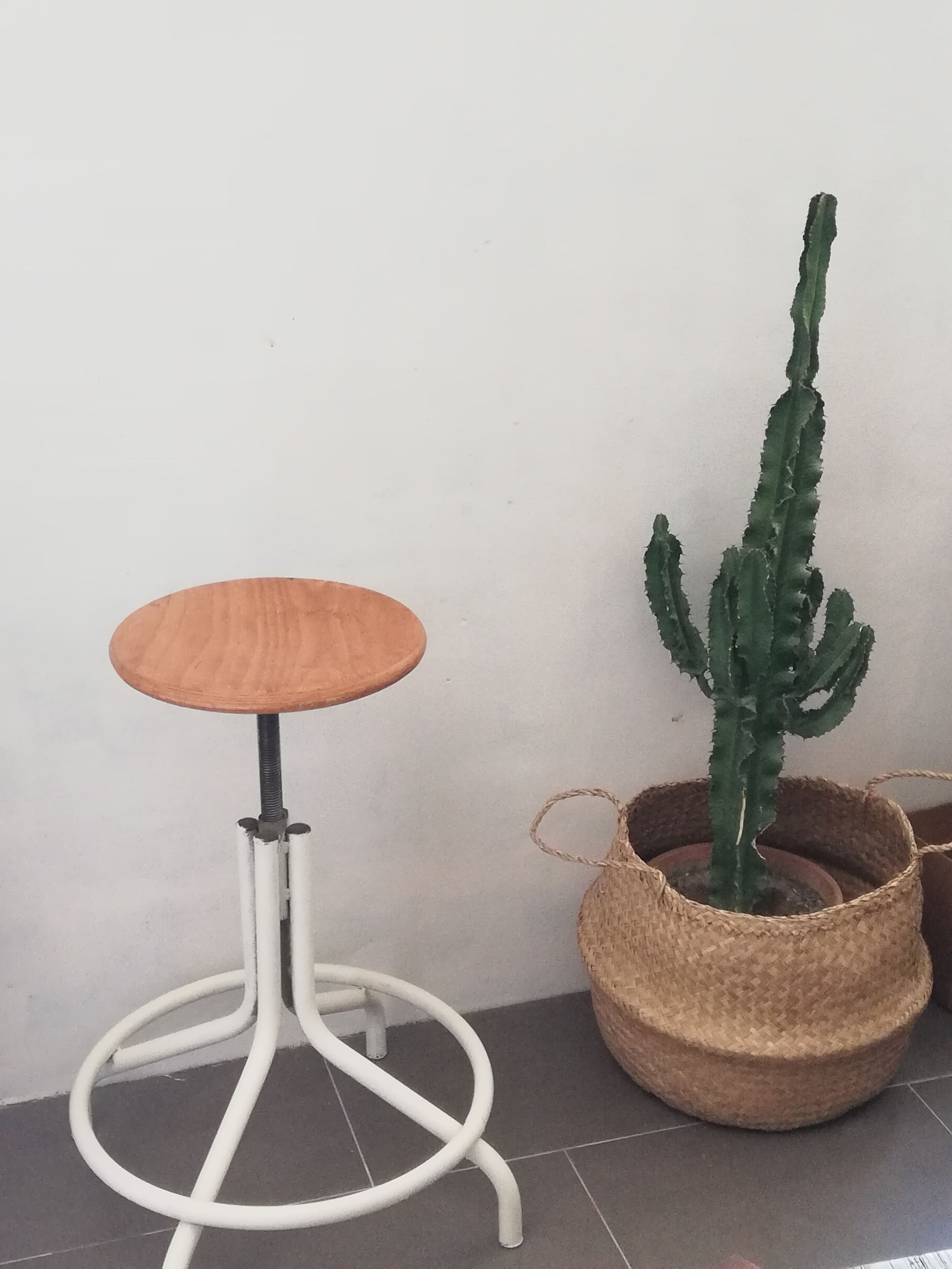 Stool with base metal wood screws