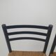Set of 2 black and straw modernist side chairs, 1960s