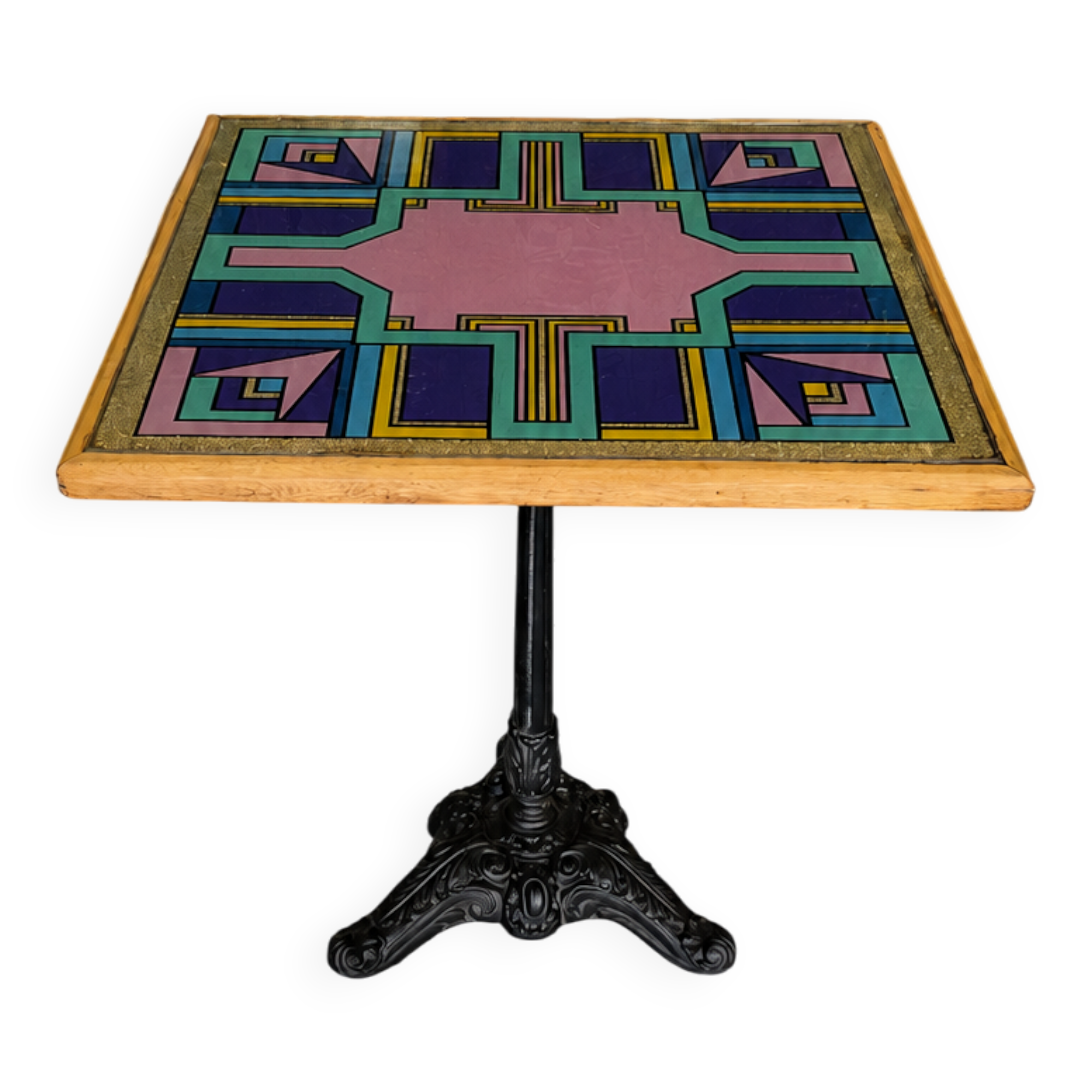 Vintage bistro table hand-painted by Bing, Cannes, 1990s.