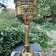 Large brass lion baroque planter on stand
