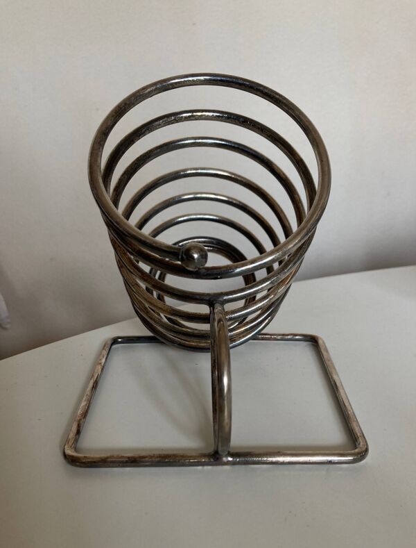 Porte bouteille ressort en métal argenté 1970