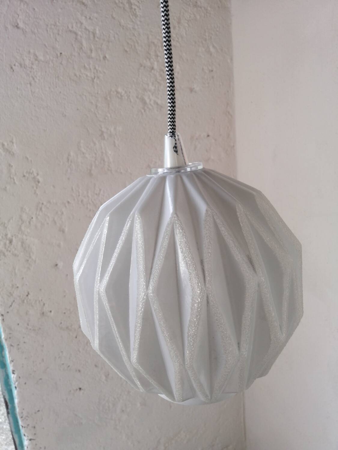 Vintage origami glass globe pendant light