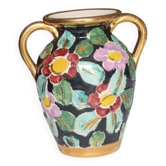 Handmade vase with floral patterns