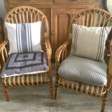 2 armchairs in old rattan