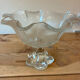Footed bowl / Vintage frosted moulded glass compote – Corolla shape