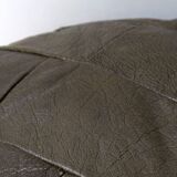 Round De Sede pouf in brown leather patchwork, 1970s.