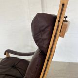 Vintage mid-century scandinavian brown leather lounge chair by ingmar relli