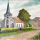 Oil on canvas Church, Belgian School, H. Sauvé, 1977.
