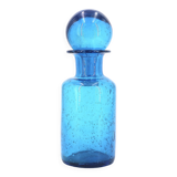 Blue bubbled glass carafe from Portieux, 1970s