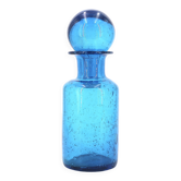 Blue bubbled glass carafe from Portieux, 1970s