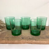 5 vintage emerald green glasses
