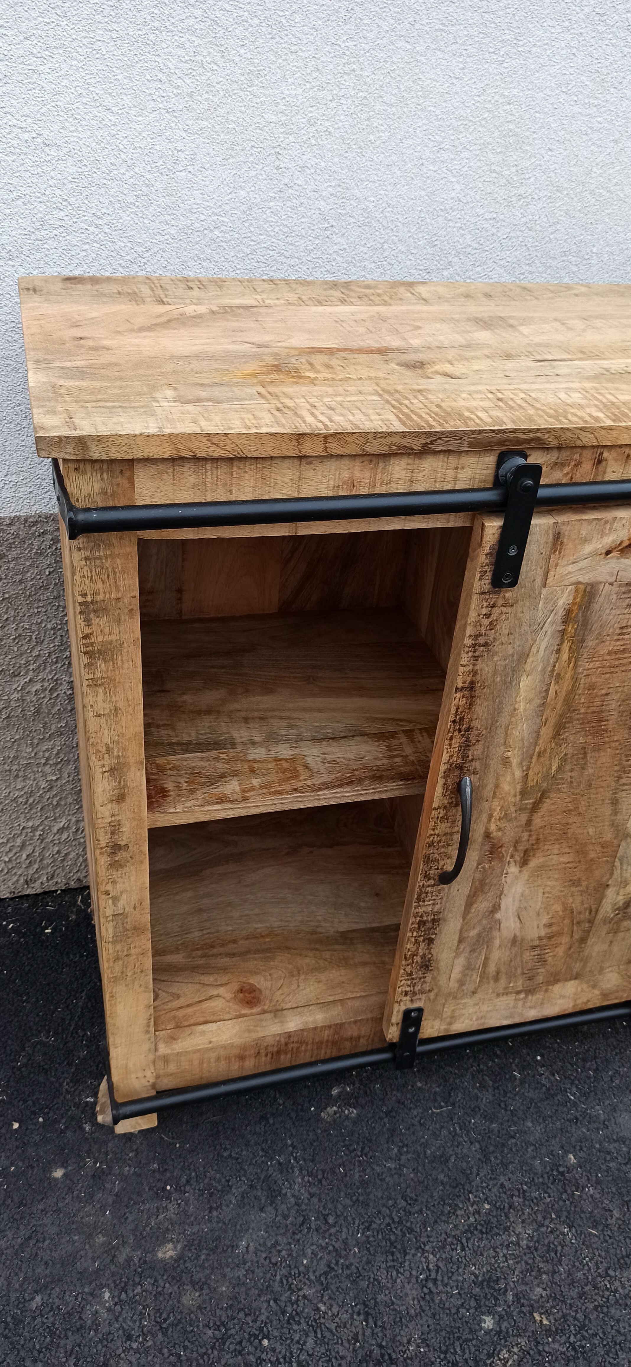 Wooden extra furniture with a sliding door and 4 drawers