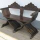 Restored antique Savonarole canapé with wax and yellow lacquer.