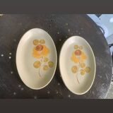 Two Loire ceramic serving dishes 1713 Saint Amand France earthenware, vintage hand painted