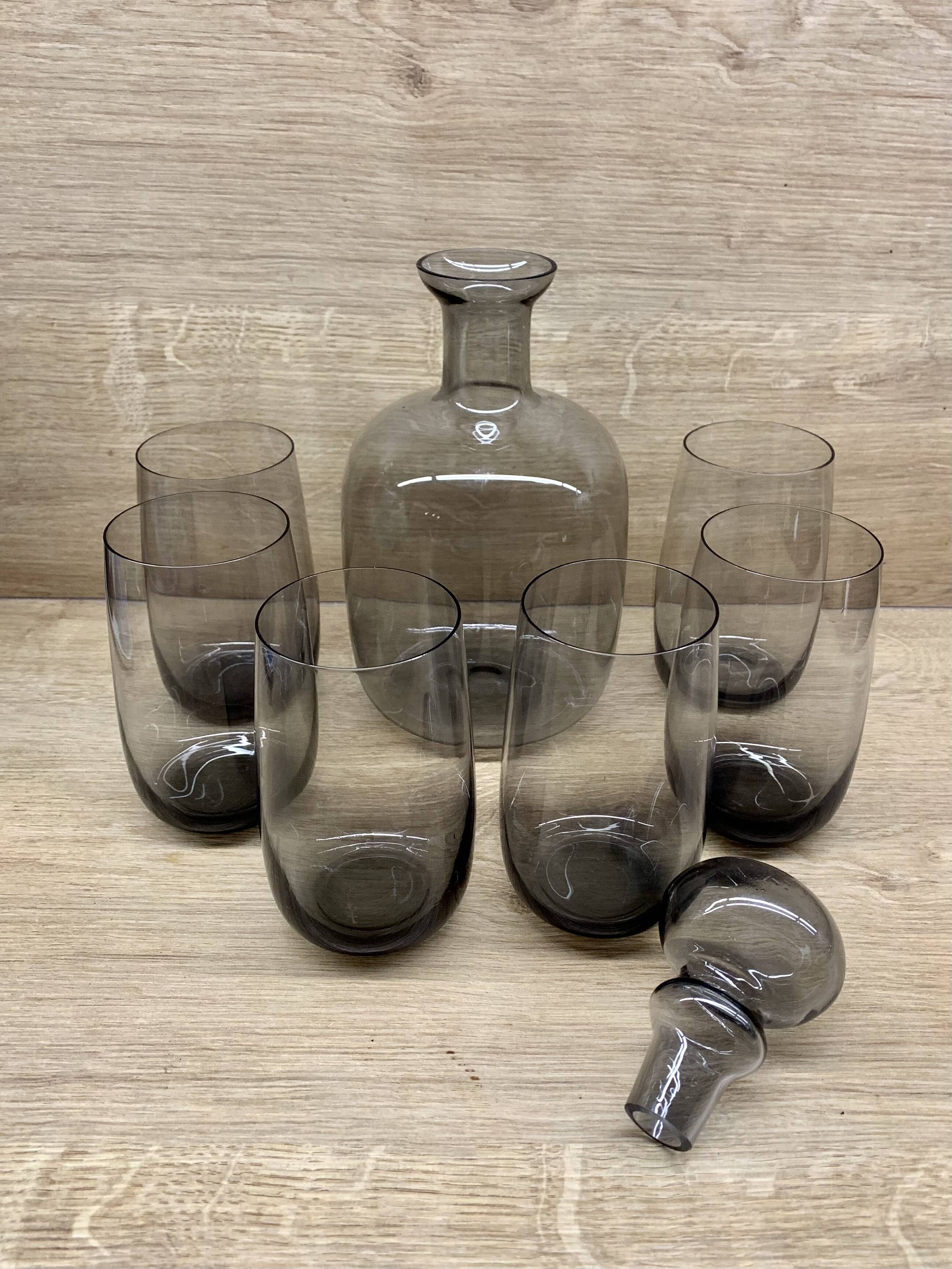 Scandinavian smoke glass set, 1960s