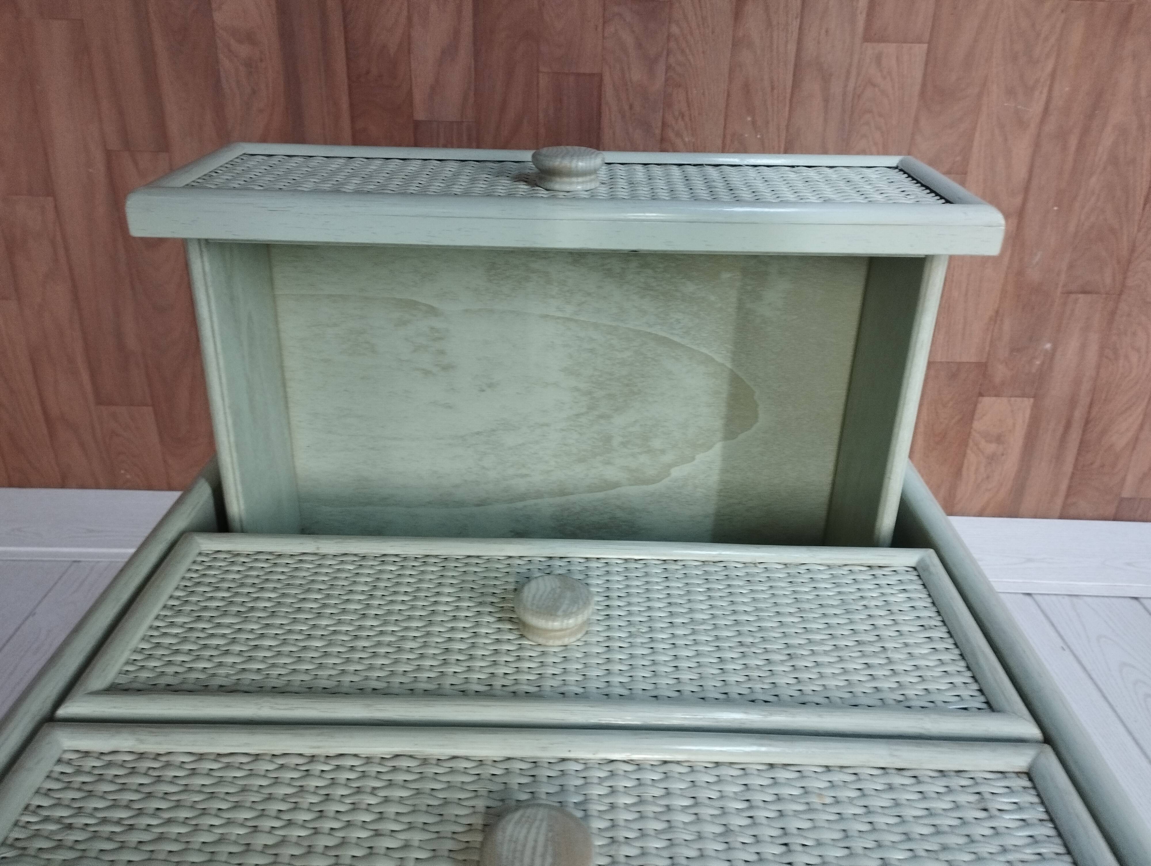 Vintage rattan and solid wood ragpicker