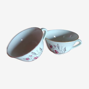 2 tasses porcelaine pate fine CG