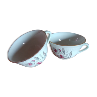 2 tasses porcelaine pate fine CG