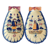 Shell-shaped butter dishes by Henriot Quimper for placing or hanging.