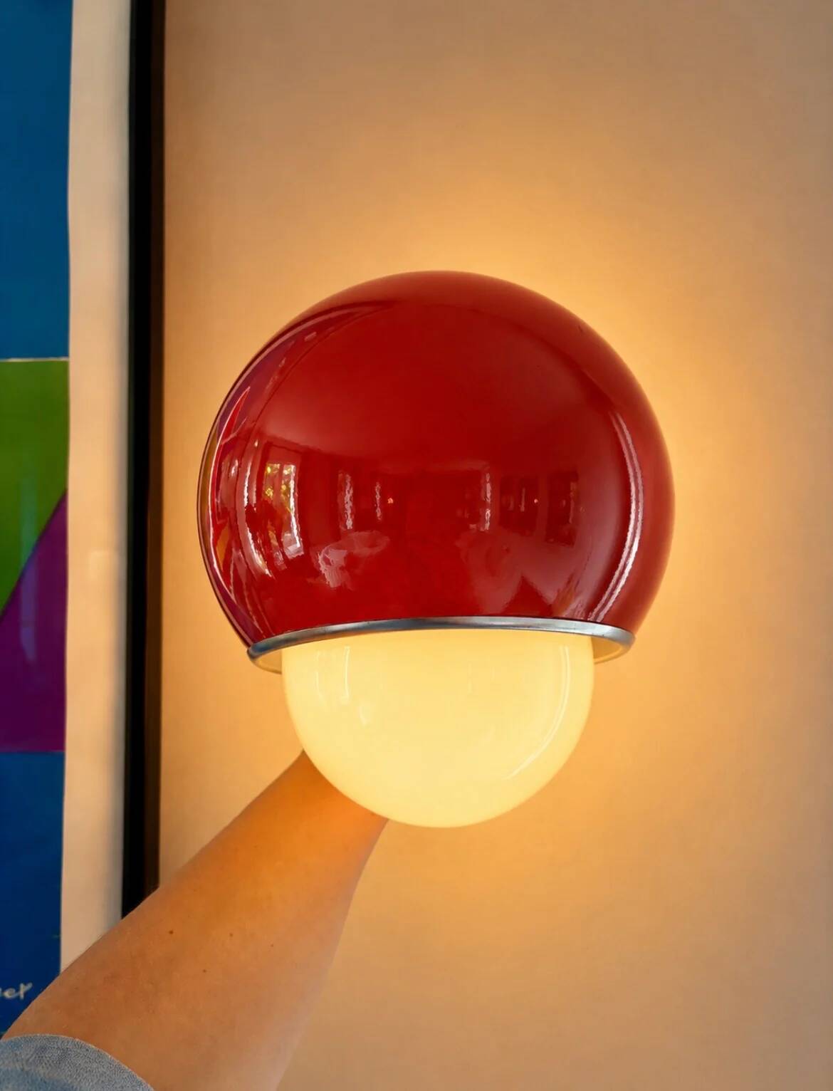 "Orbite" trio of wall lights in bright red metal - 1980.