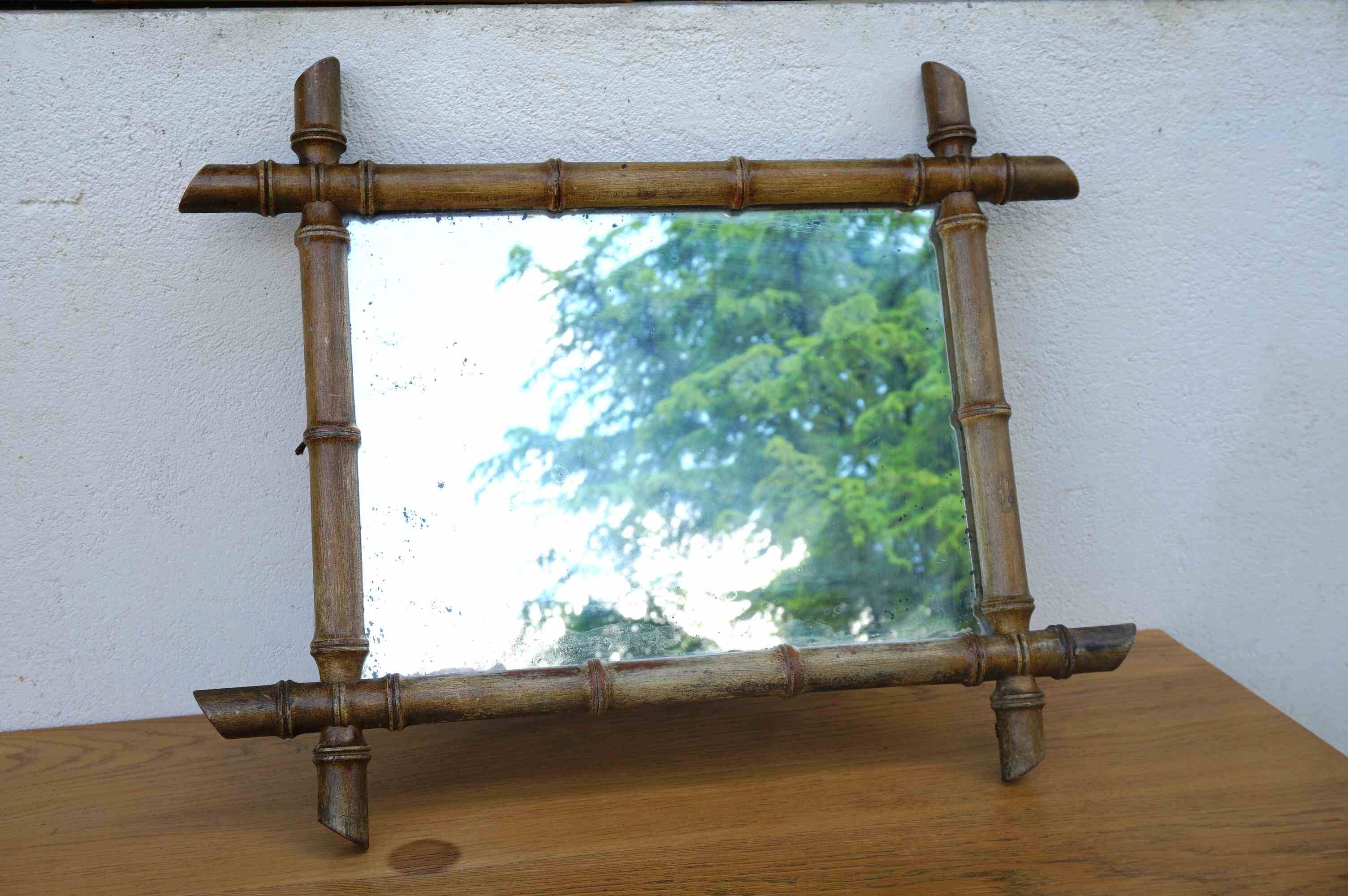 antique vintage bamboo mirror from the 1930s