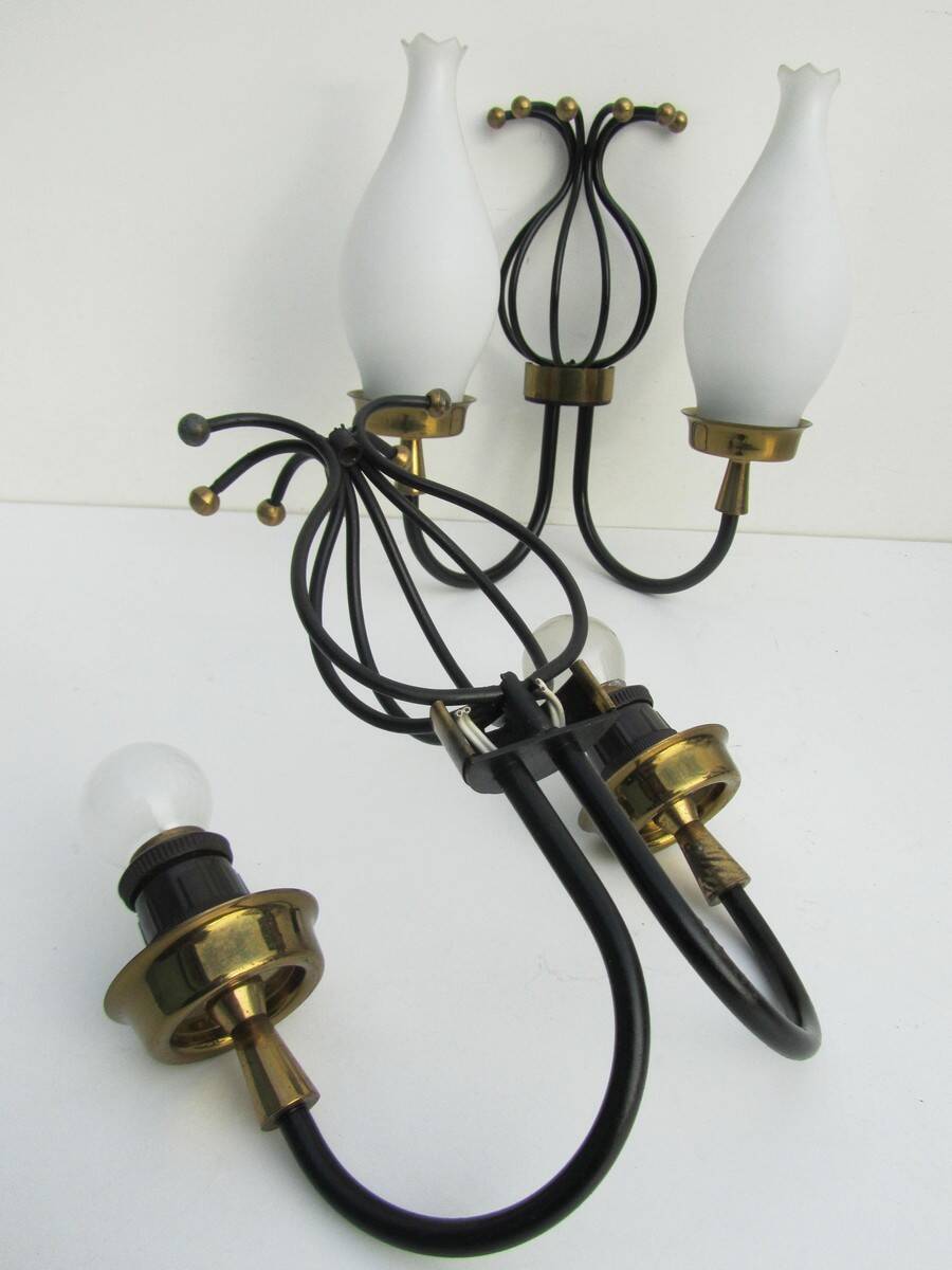 Set of 2 Italian vintage  wall light sconces in style Arredoluce/ Stilnovo
