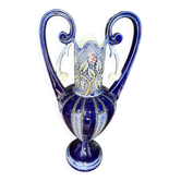Art Nouveau amphora vase in glazed earthenware (barbotine style)