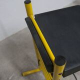 Paire de tabouret de bar italien ajustables jaune laqué et noir