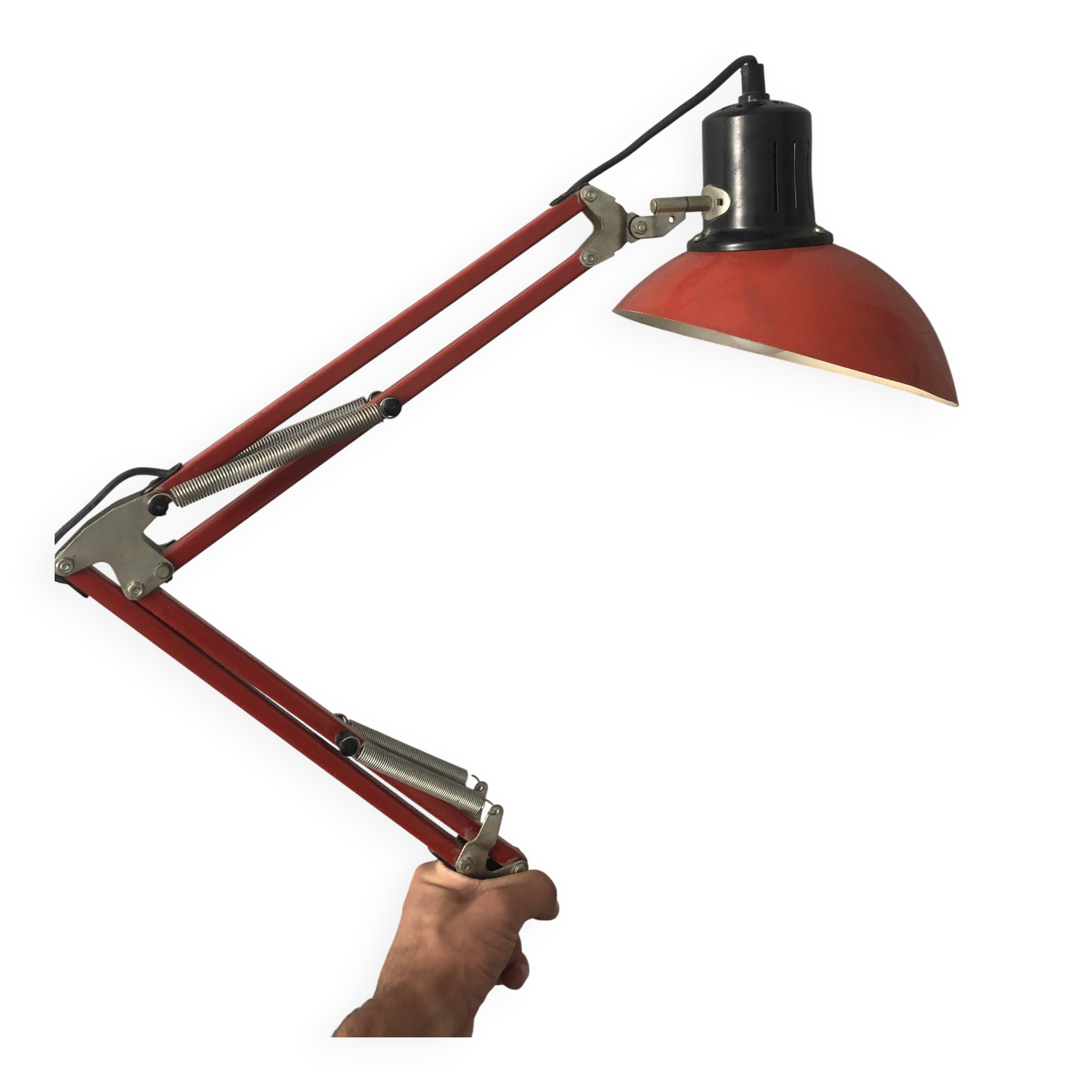 Lampe de bureau vintage architecte rouge