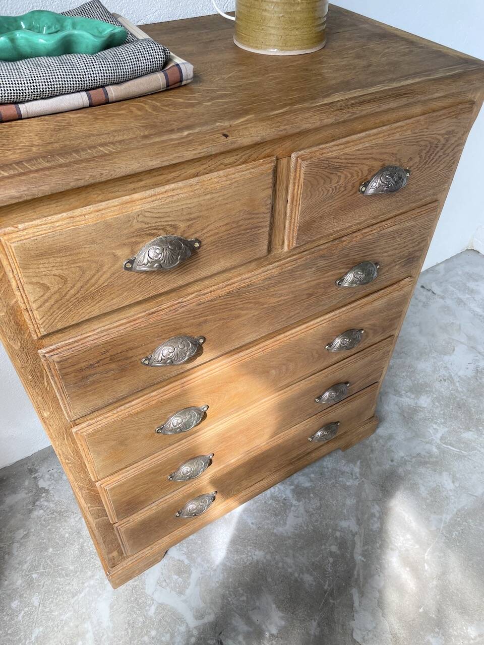 1950 oak chiffonier chest of drawers
