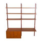 Teak wall unit 6 shelves with desk and cabinet