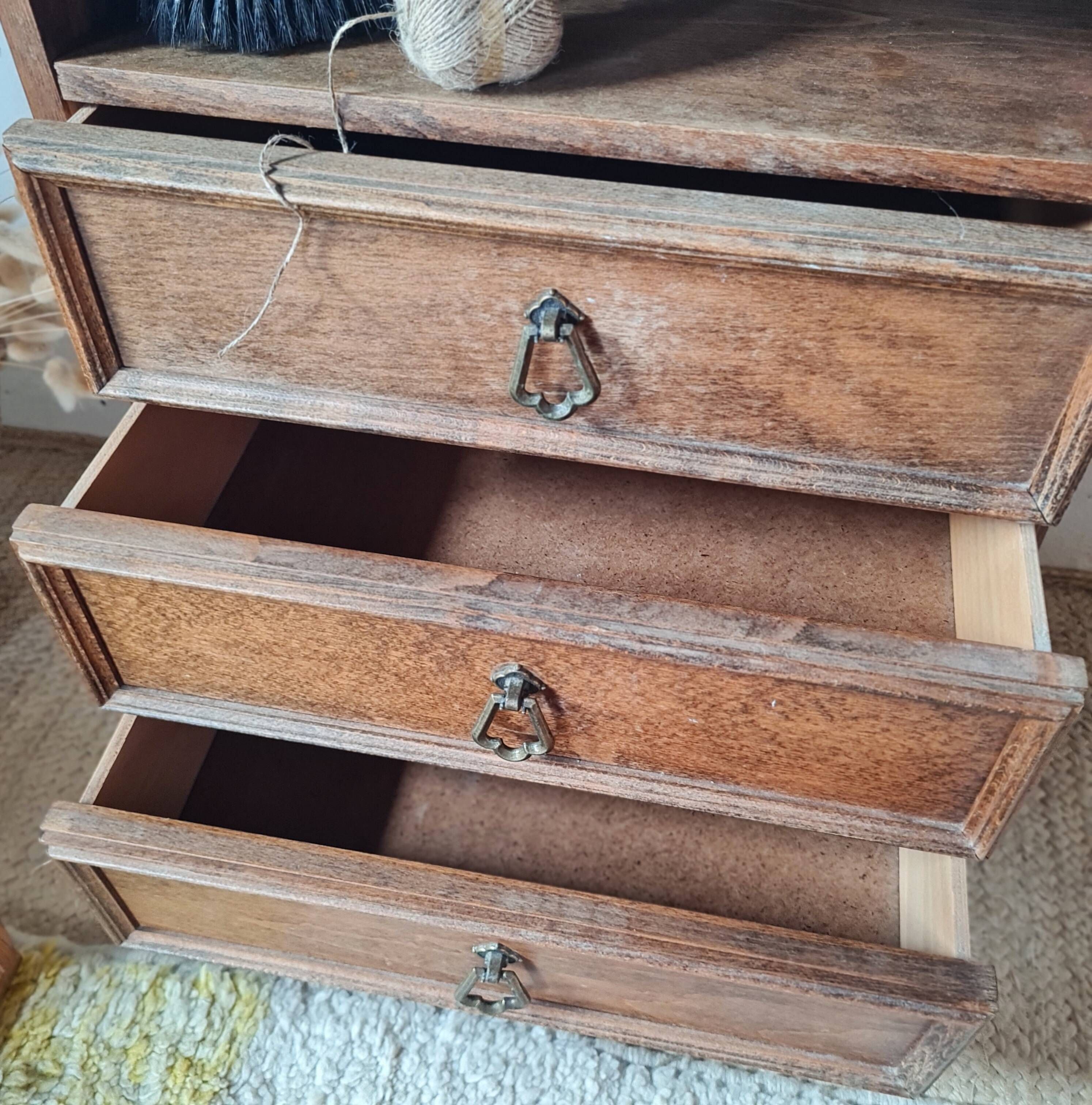 Small vintage wooden piece of furniture with 3 drawers - small chest of drawers.