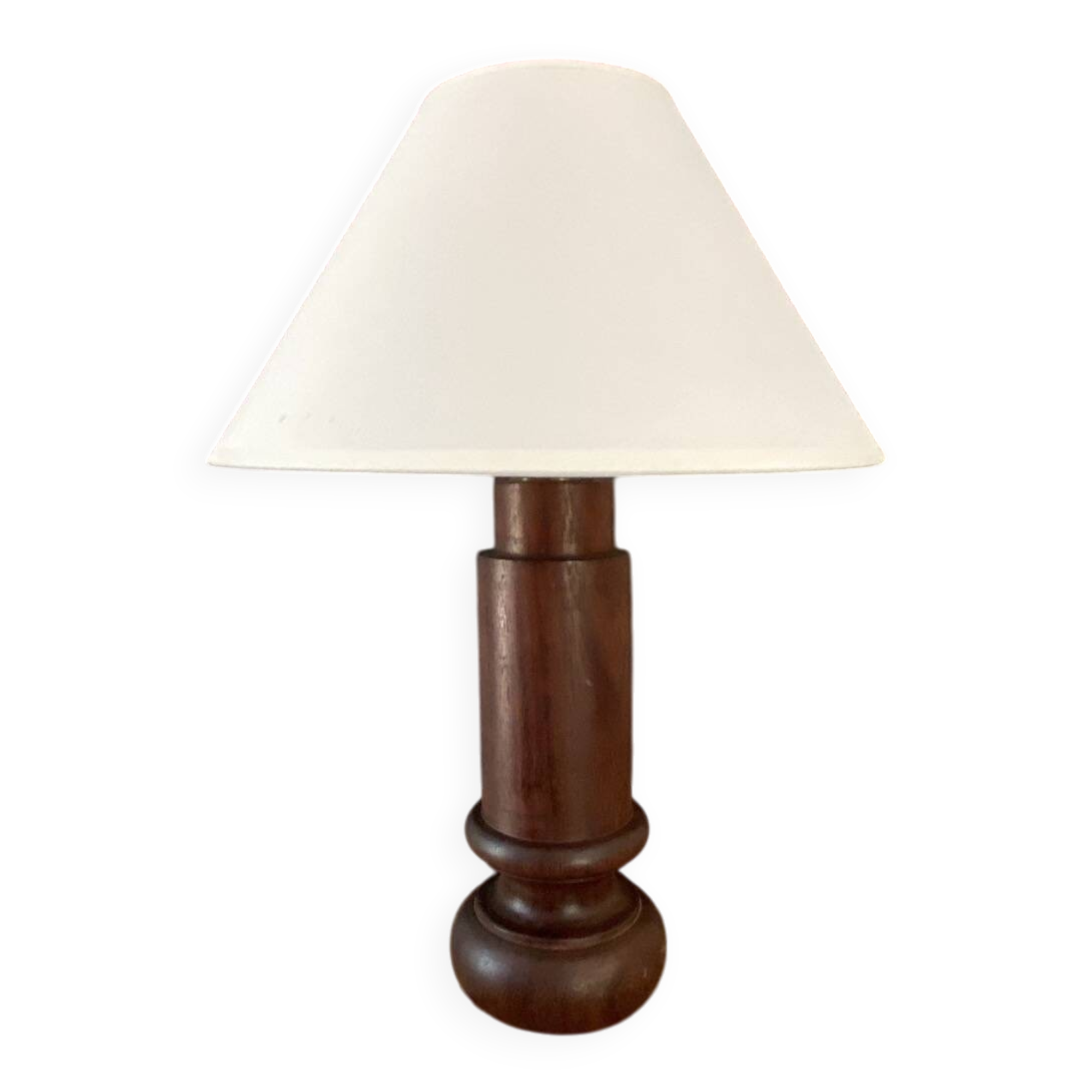 Wooden lamp, fabric cable 2M, cotton shade