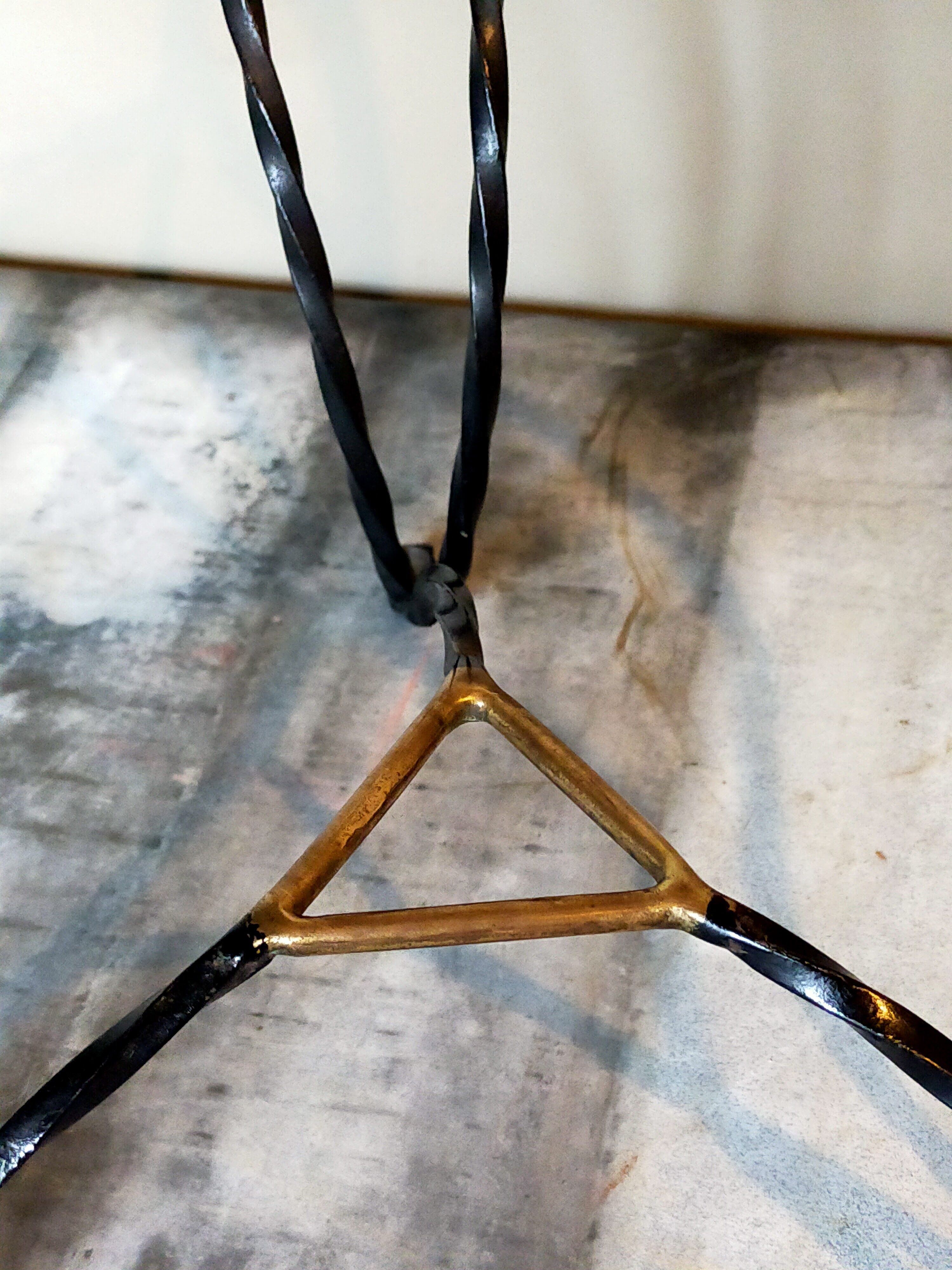 Vintage wrought iron tripod coffee table