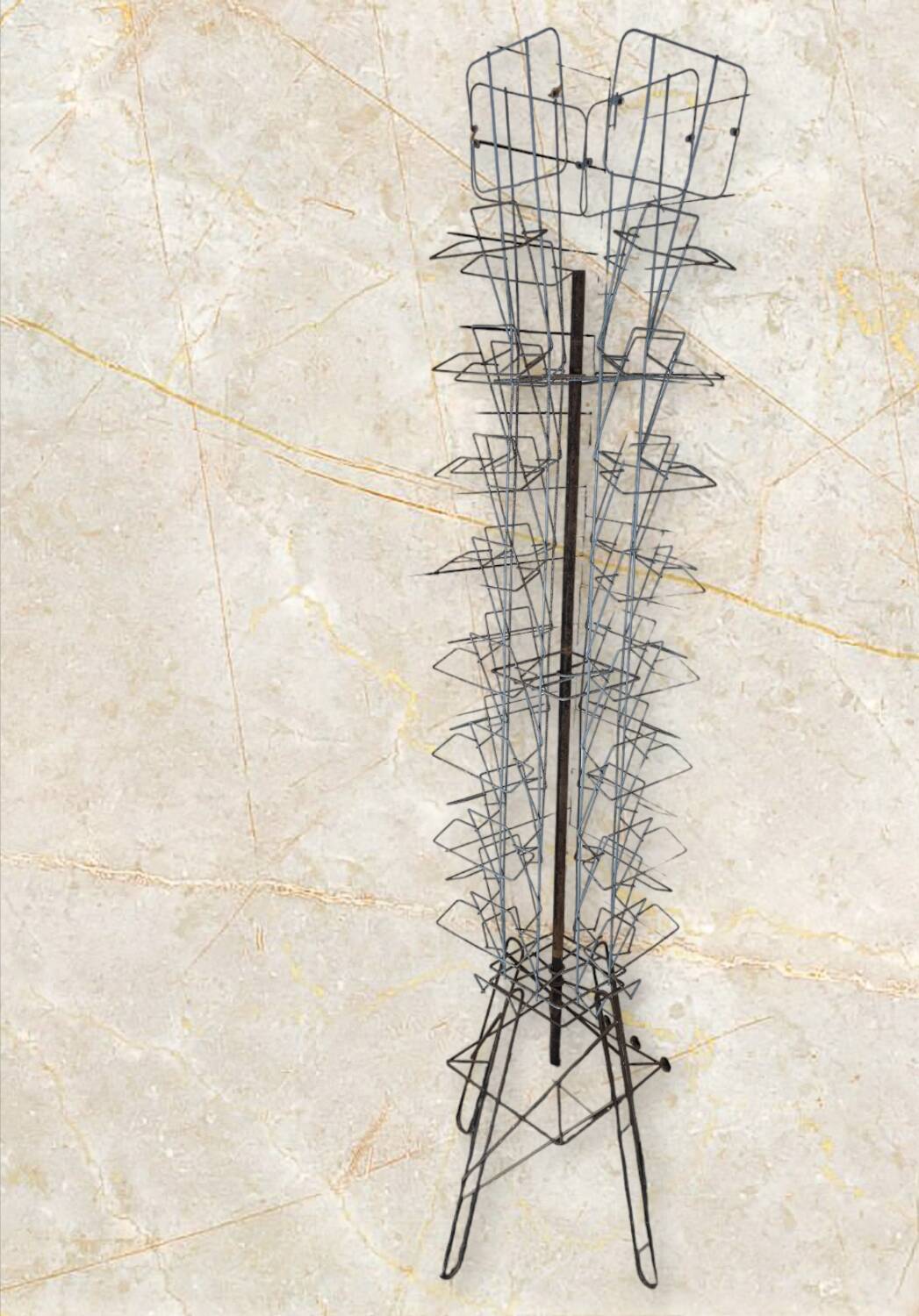 Wrought iron card holder on a stand