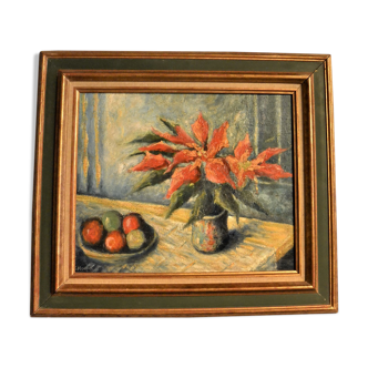 Table still life "flowers and apples"