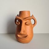 Face-shaped terracotta sculpture vase / 60s / vintage / art / Mid-Century / 20th century